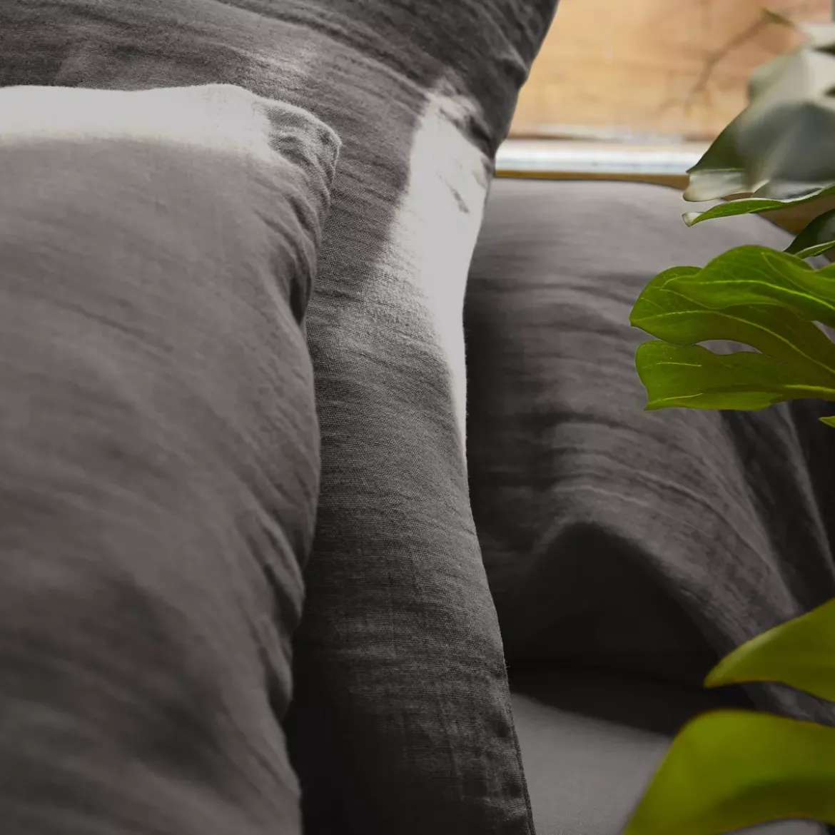 Copripiumino garza di cotone (280 x 240 cm) Gaïa Grigio granito
