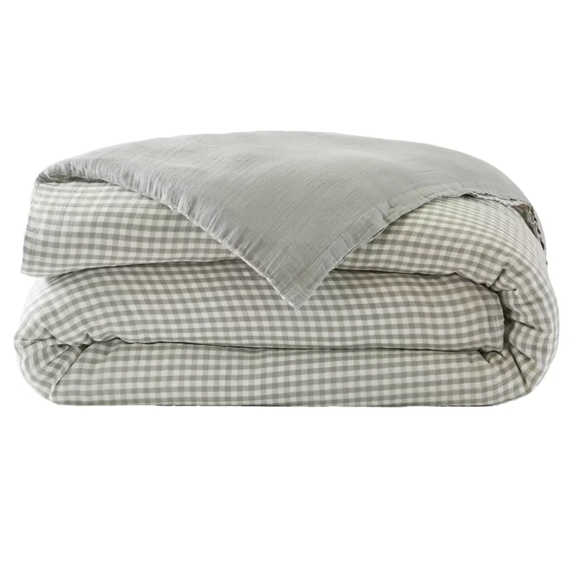 Copripiumino garza di cotone (280 x 240 cm) Gaïa vichy Verde eucalipto