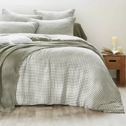 Copripiumino garza di cotone (200 x 200 cm) Gaïa vichy Verde rosmarino