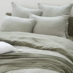 Copripiumino garza di cotone (200 x 200 cm) Gaïa vichy Verde rosmarino
