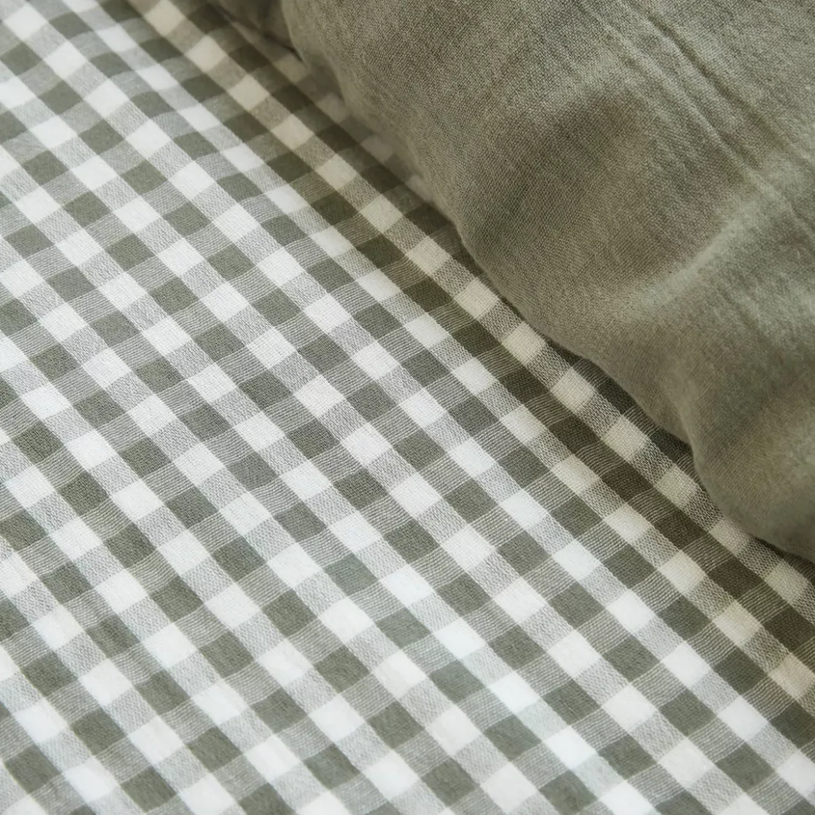 Copripiumino garza di cotone (200 x 200 cm) Gaïa vichy Verde rosmarino