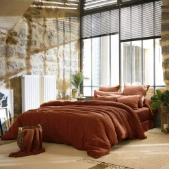 Copripiumino garza di cotone (240 x 220 cm) Gaïa Terracotta