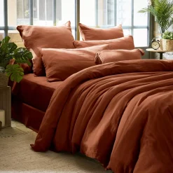 Copripiumino garza di cotone (240 x 220 cm) Gaïa Terracotta