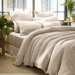 Copripiumino garza di cotone (200 x 200 cm) Gaïa Beige pampa
