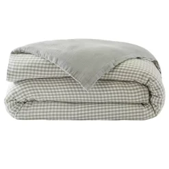 Copripiumino garza di cotone (240 x 220 cm) Gaïa vichy Verde eucalipto