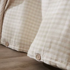 Copripiumino garza di cotone (240 x 220 cm) Gaïa vichy Beige