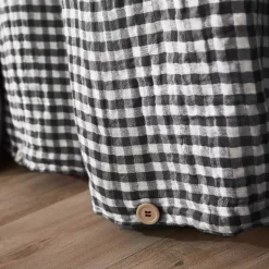 Copripiumino garza di cotone (280 x 240 cm) Gaïa vichy Nero