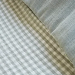 Copripiumino garza di cotone (140 x 200 cm) Gaïa vichy Verde eucalipto