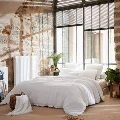 Copripiumino garza di cotone (260 x 240 cm) Gaïa Bianco chantilly