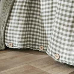 Copripiumino garza di cotone (240 x 220 cm) Gaïa vichy Verde rosmarino