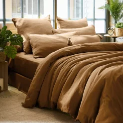 Copripiumino garza di cotone (240 x 220 cm) Gaïa Camel