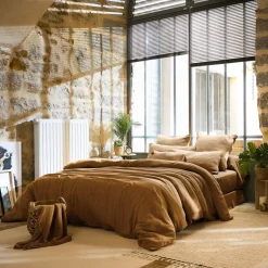 Copripiumino garza di cotone (240 x 220 cm) Gaïa Camel