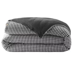 Copripiumino garza di cotone (140 x 200 cm) Gaïa vichy Nero