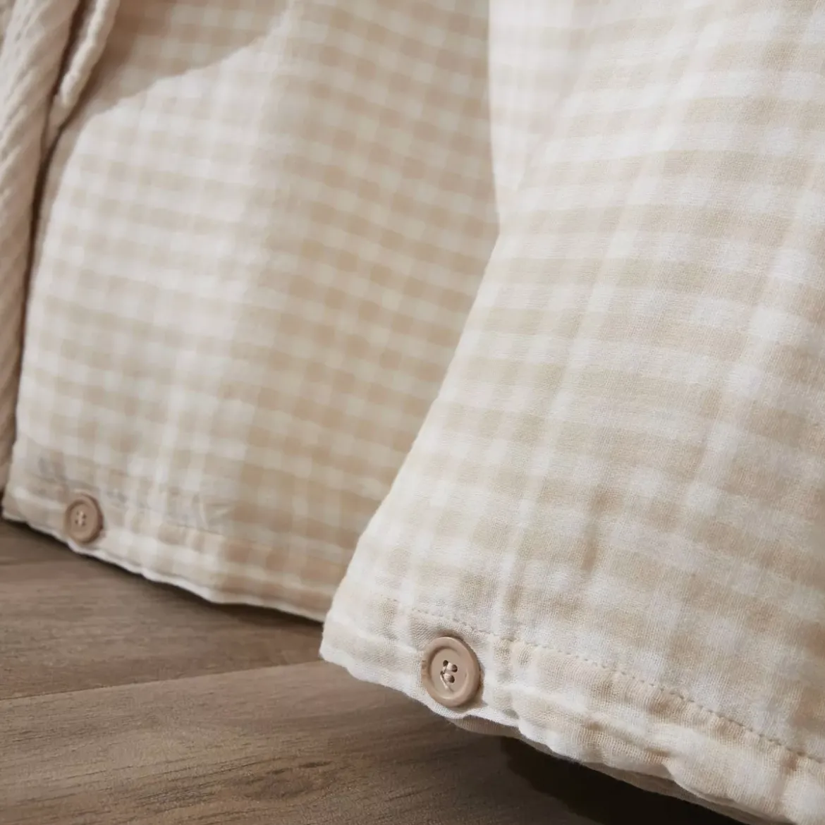 Copripiumino garza di cotone (280 x 240 cm) Gaïa vichy Beige