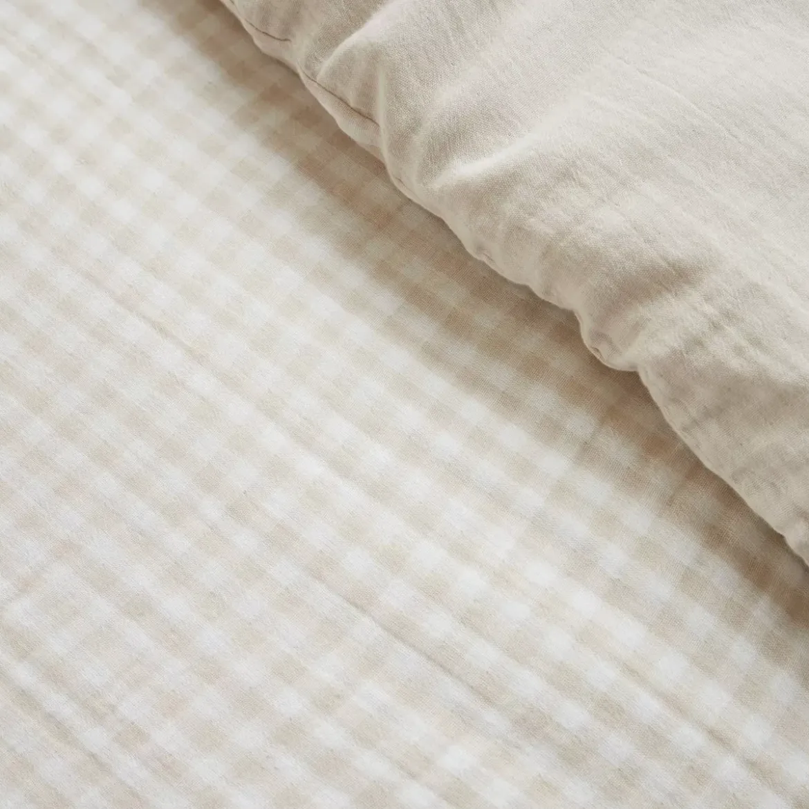 Copripiumino garza di cotone (280 x 240 cm) Gaïa vichy Beige