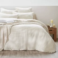 Copripiumino garza di cotone (140 x 200 cm) Gaïa vichy Beige