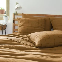 Copripiumino garza di cotone (200 x 200 cm) Gaïa Match Camel