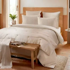 Copripiumino in cotone a nido d'ape (240 x 220 cm) Eva Beige
