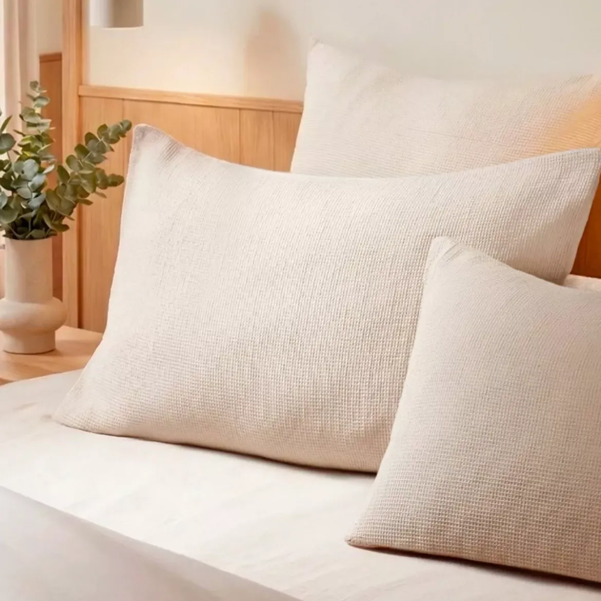 Copripiumino in cotone a nido d'ape (280 x 240 cm) Eva Beige