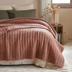 Copripiumino in cotone trapuntato (220 x 240 cm) Lena Terracotta