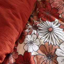 Copripiumino in garza di cotone (140 x 200 cm) Gaïa azalea Terracotta