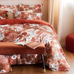 Copripiumino in garza di cotone (140 x 200 cm) Gaïa azalea Terracotta