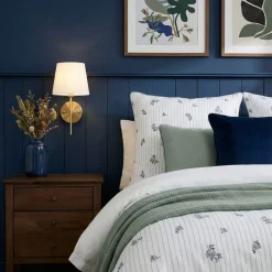 Copripiumino in garza di cotone reversibile (240 x 220 cm) Gaïa iris Blu