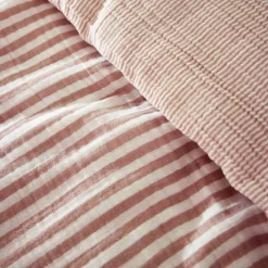 Copripiumino in garza di cotone (280 x 240 cm) Gaïa righe Albicocca
