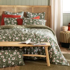 Copripiumino in garza di cotone (240 x 220 cm) Gaïa margherita Verde rosmarino