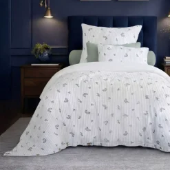 Copripiumino in garza di cotone reversibile (140 x 200 cm) Gaïa iris Blu