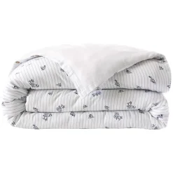 Copripiumino in garza di cotone reversibile (140 x 200 cm) Gaïa iris Blu