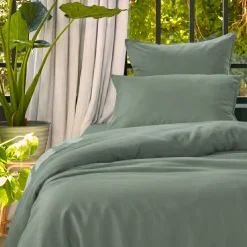Copripiumino in lyocell Tencel™ lavato (140 x 200 cm) Olivia Verde eucalipto