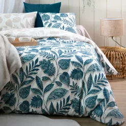 Copripiumino in percalle di cotone (260 x 240 cm) Calliope Blu petrolio