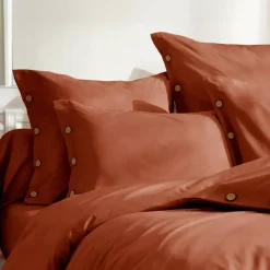 Copripiumino in percalle di cotone (240 x 220 cm) Diane Terracotta