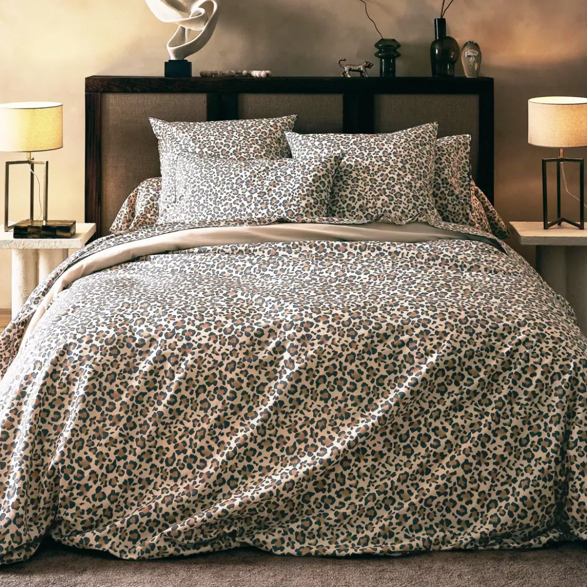 Copripiumino in percalle di cotone (300 x 240 cm) Leopardo Beige