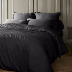 Copripiumino in raso di bambù (260 x 240 cm) Sienna Nero