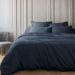 Copripiumino in raso di bambù (240 cm) Sienna Blu notte