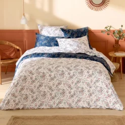 Copripiumino in raso di cotone (240 x 220 cm) Lilou Blu navy