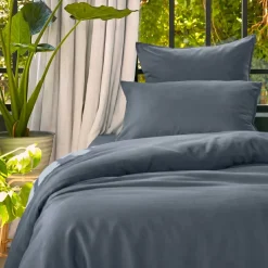 Copripiumino lyocell Tencel™ lavato (140 x 200 cm) Olivia Blu Stone