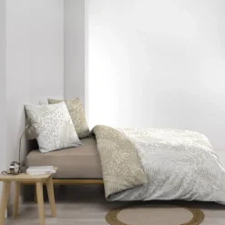 Copripiumino matrimoniale e due federe cotone (260 x 240 cm) Cassia Beige