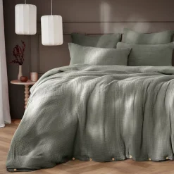 Copripiumino quadrupla garza di cotone (240 x 220 cm) Victoria x Gaia Verde rosmarino