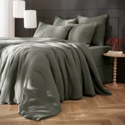 Copripiumino quadrupla garza di cotone (240 x 220 cm) Victoria x Gaia Verde rosmarino