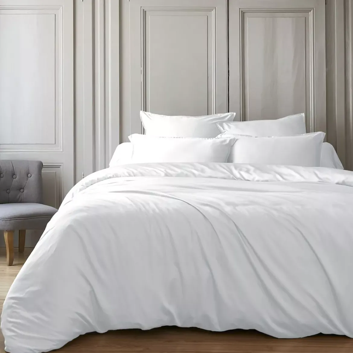 Copripiumino raso di bambù (280 x 240 cm) Sienna Bianco