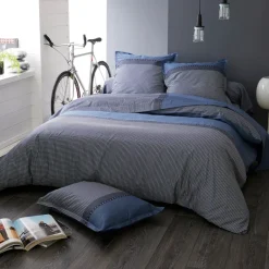 Copripiumino raso di cotone (200 cm) Enzo Blu