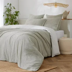 Copripiumino reversibile in cotone testurizzato e percale (200 x 200 cm) Alice Verde