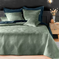 Copripiumino trapuntato e due federe (240 x 260 cm) Solange Verde cachi
