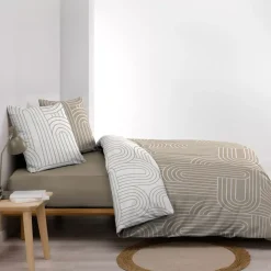 Copripiumino e due federe in cotone (240 x 220 cm) Modul Beige