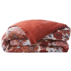 Copripiumino in garza di cotone (140 x 200 cm) Gaïa azalea Terracotta