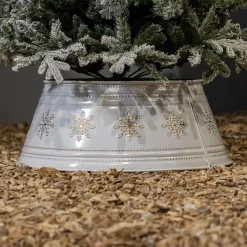 Coprivaso di albero in metallo (D70 cm) Bianco e Fiocchi d'oro