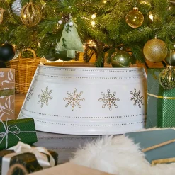Coprivaso di albero in metallo (D70 cm) Bianco e Fiocchi d'oro